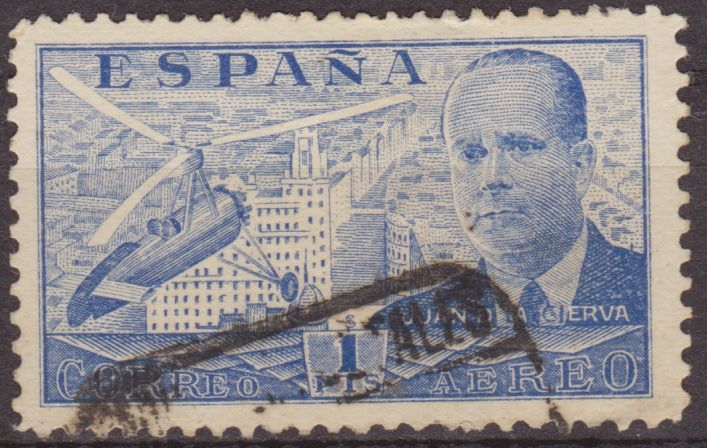 España 1939 884 Sello º Juan de la Cierva y Autogiro 1p Timbre Espagne Espana stamps Spain Briefmarken Spanien francobolli Spagna
